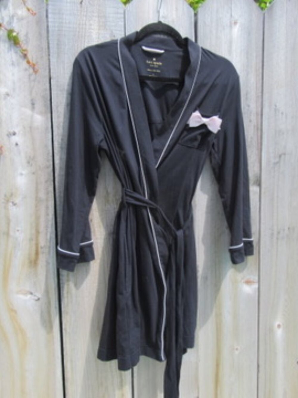 Kate Spade New York Black Pink Bow Dream A Little Dream Bath Robe Size Medium